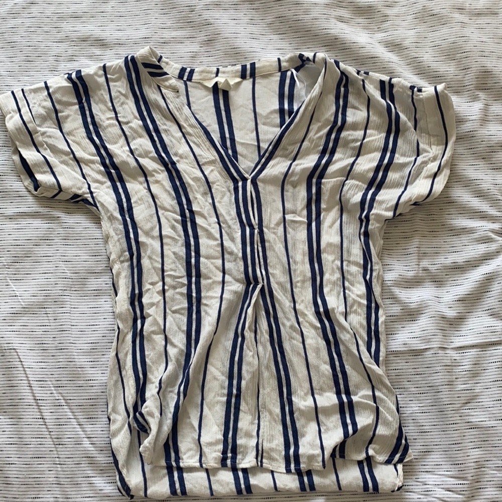 blue & white striped blouse